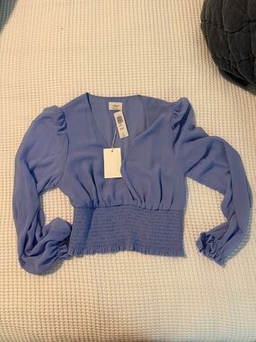 Wilfred Periwinkle Smocked-Waist V-Neck Blouse